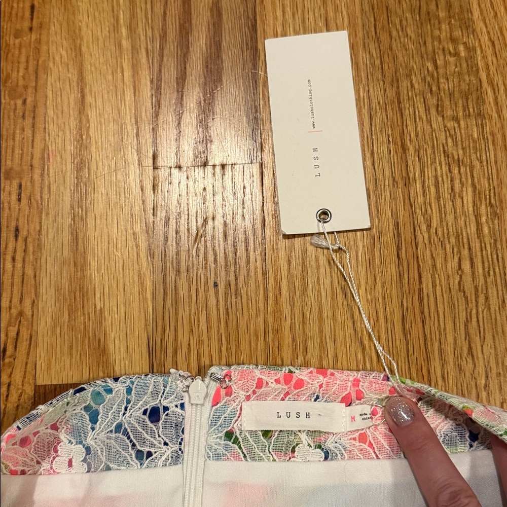 Lush Multicolor Lace Pencil Skirt - Picture 3 of 6